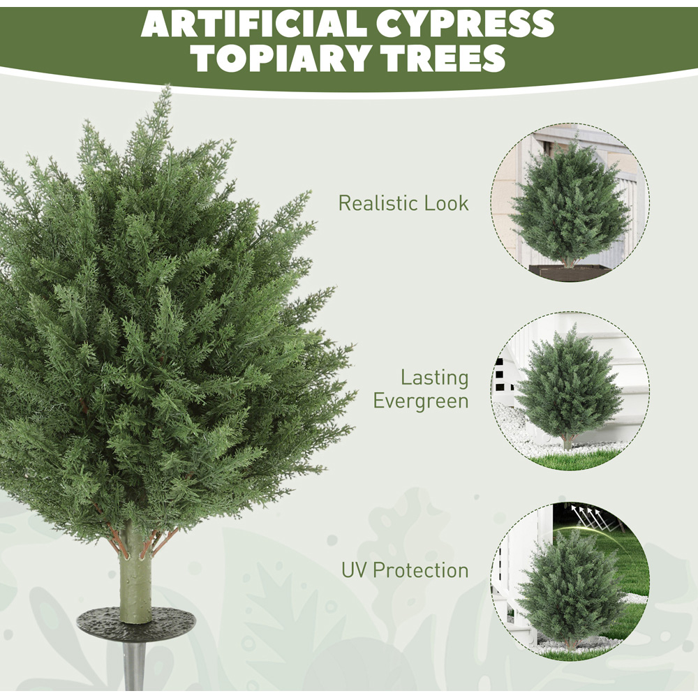 HOMCOM Green Artificial Cypress Tree with Ground Stake Set of 2 Image 8
