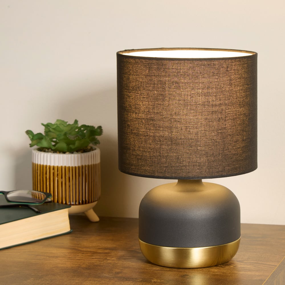 Lighting Collection Ezra Black and Gold Touch Lamp Image 2