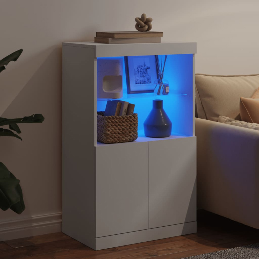 vidaXL 2 Door 2 Shelf White LED Sideboard Image 4