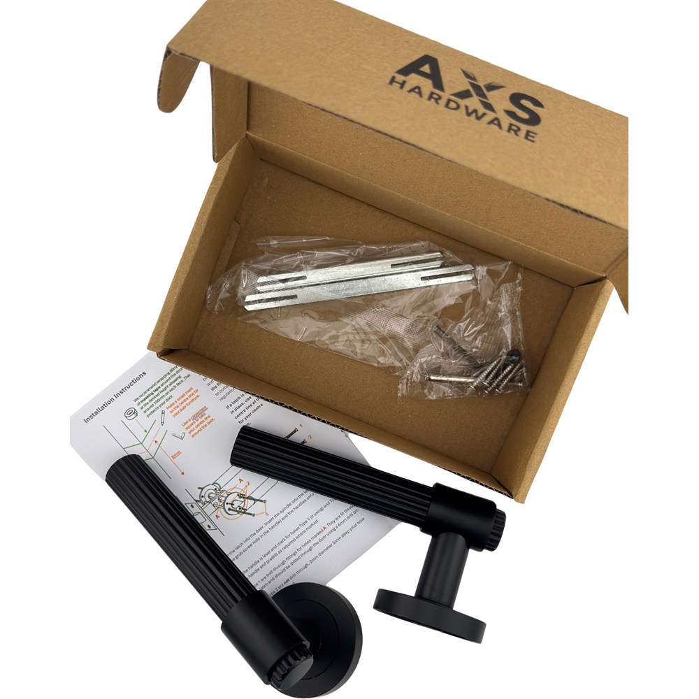 AXS Hardware Nevada Black Bathroom Door Handles on Rose 4 Pack Image 7