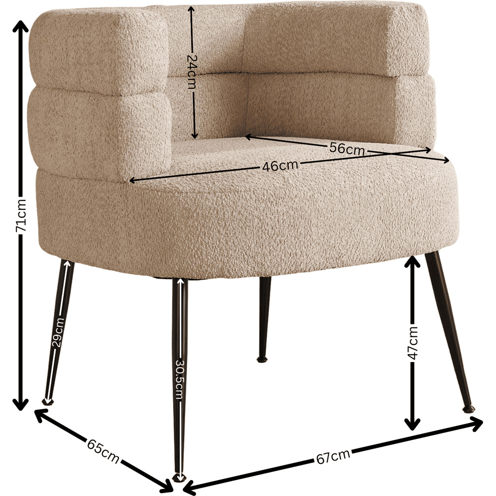 Home Source Natural Boucle Teddy Fur Barrel Accent Chair Image 6