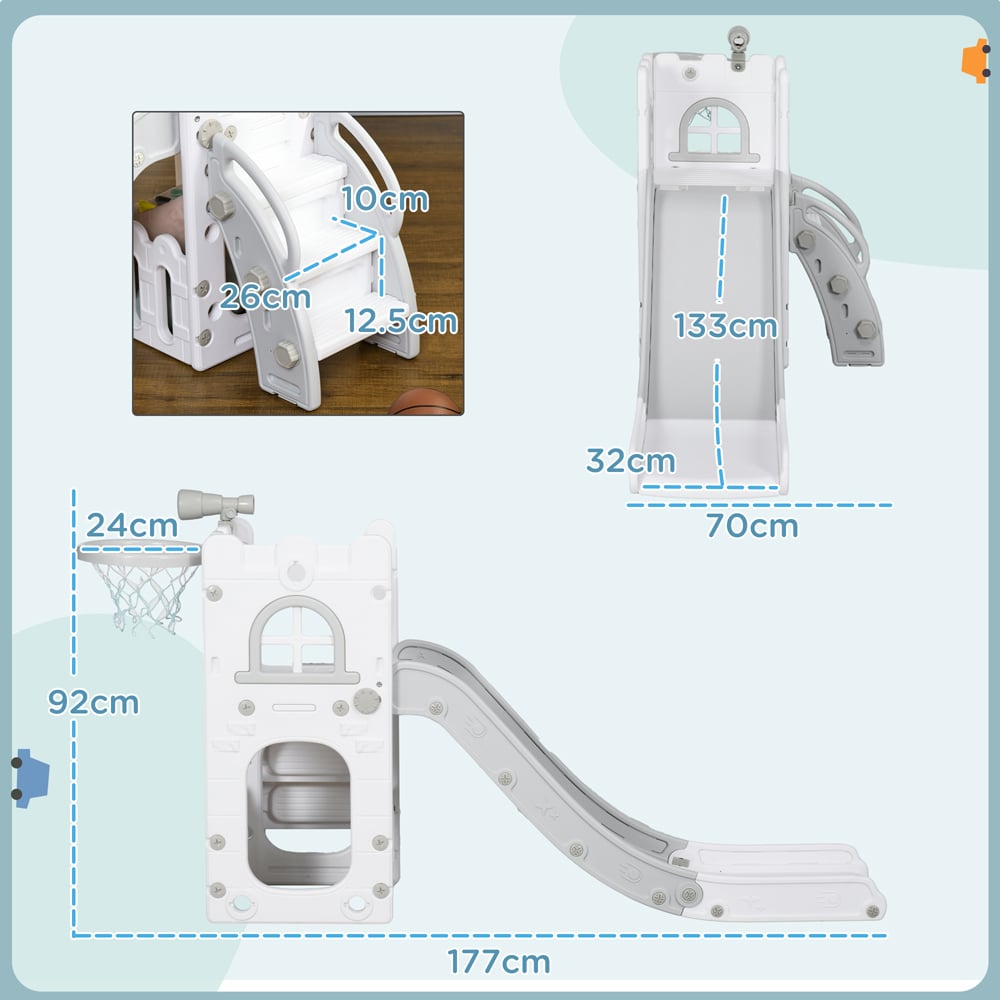 Tommy Toys 4 in 1 Grey Kids Slide Image 9