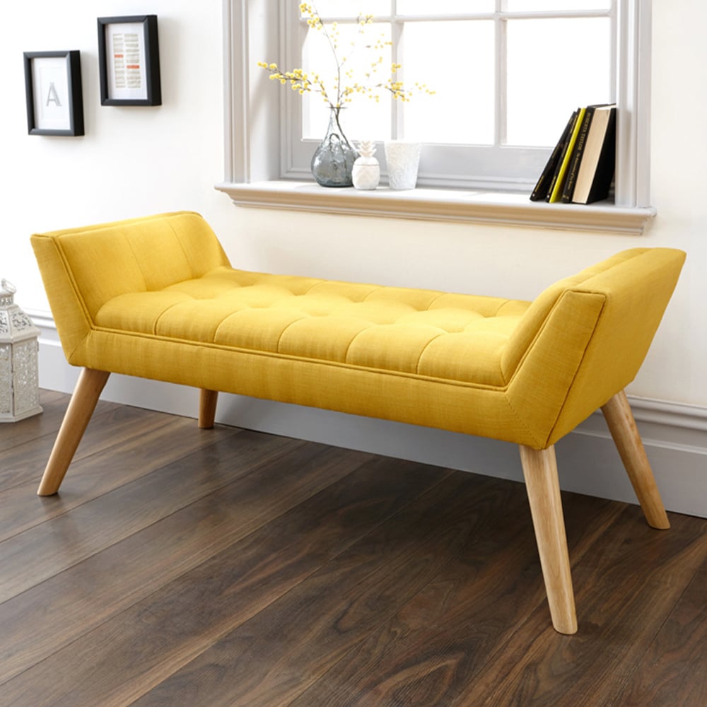 GFW Milan Mustard Yellow Ottoman Window Seat Image 1