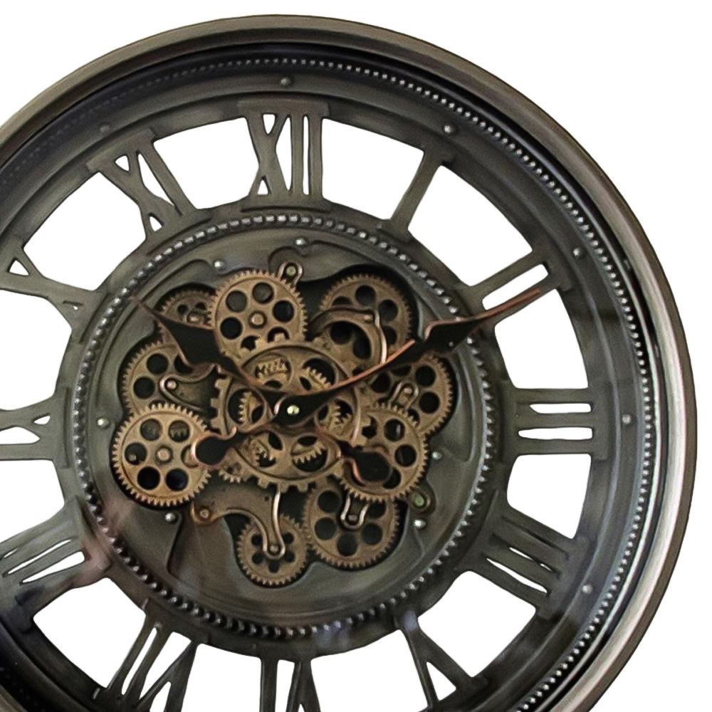 Acacia Home Grey Gear Round Wall Clock 60cm Image 3