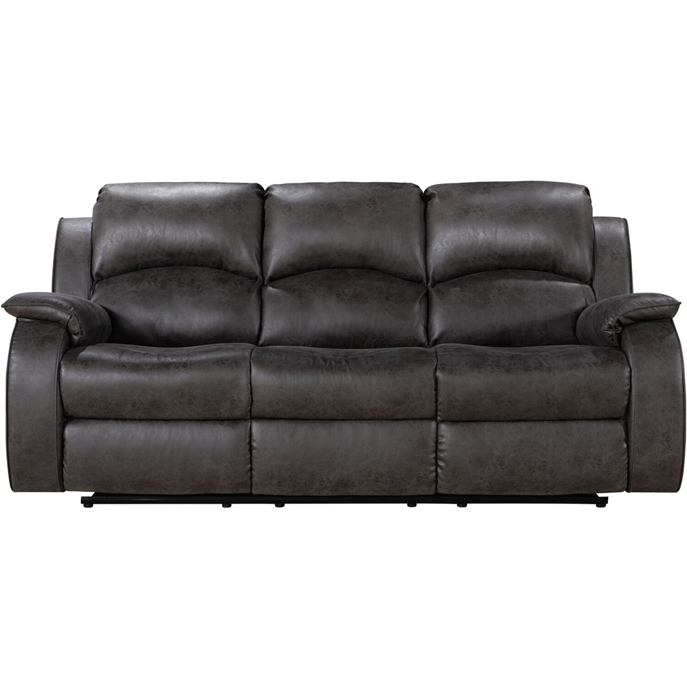 Monaco Pellissima 3 Seater Grey Leather Manual Recliner Sofa Image 2