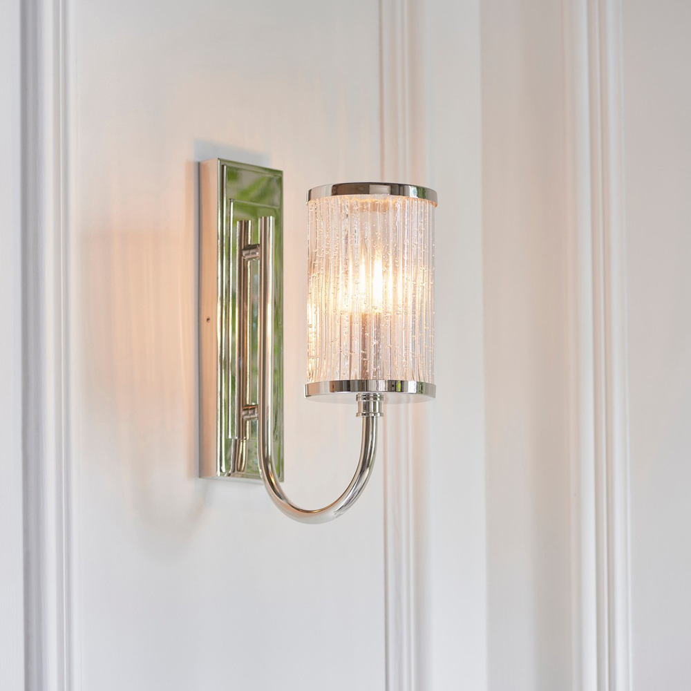 Merano Genoa Ribbed Bubble Glass Nickel Plate Wall Lamp Image 2