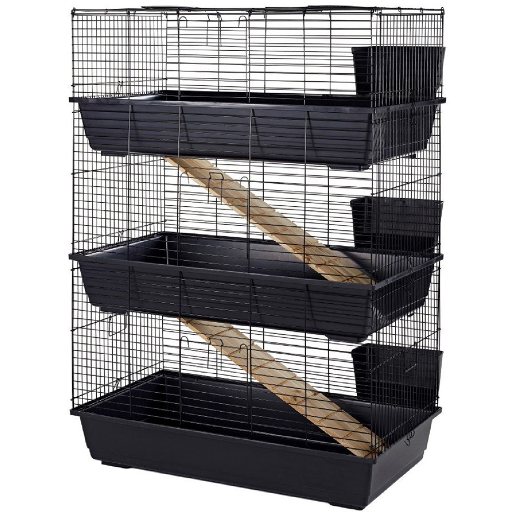 Little Friends Rabbit 3 Tier Black Small Animal Cage Image 1