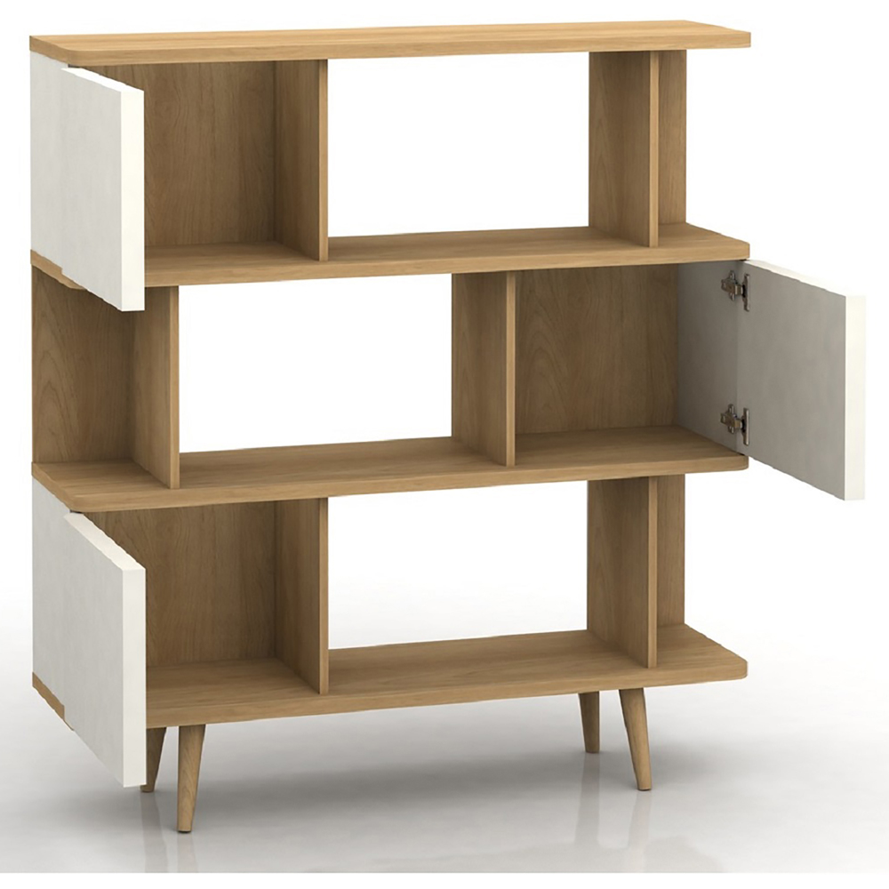 Loft24 Alandra 3 Door 3 Shelf Oak White Bookcase Image 4