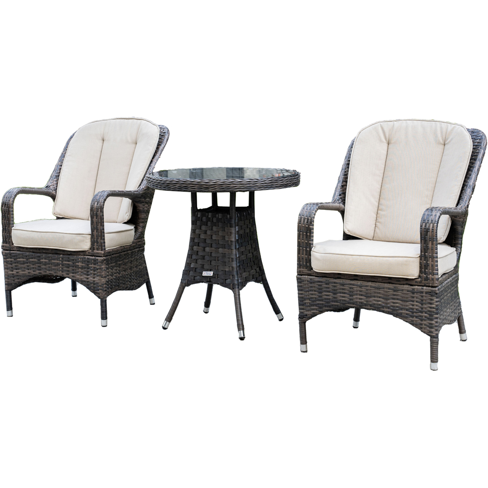 Direct Wicker 2 Seater Brown Garden Aluminium Rattan Bistro Set Image 2