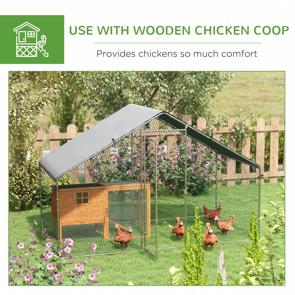 PawHut Walk In Large Galvanised Chicken Run Image 5