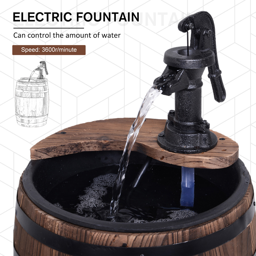 Outsunny Wood Barrel Electric Water Fountain Image 4