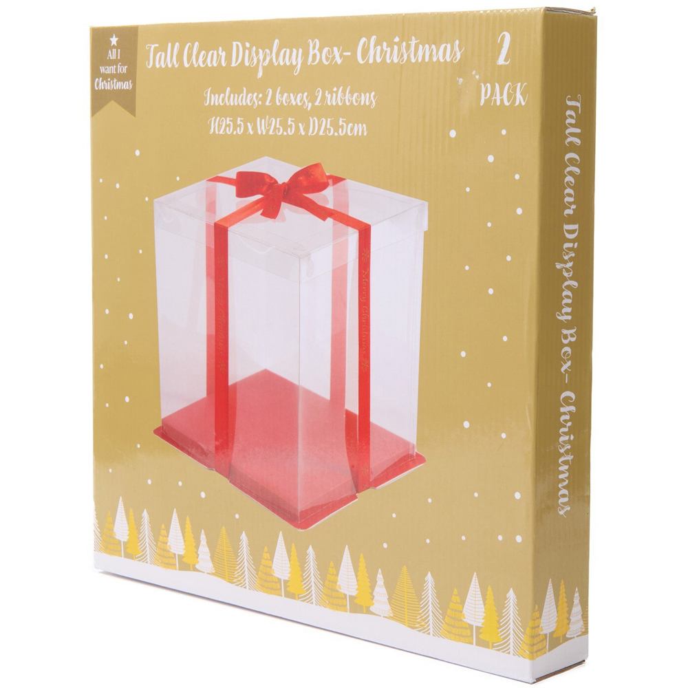 Pack of 2 Tall Clear Display Christmas Boxes Image 4