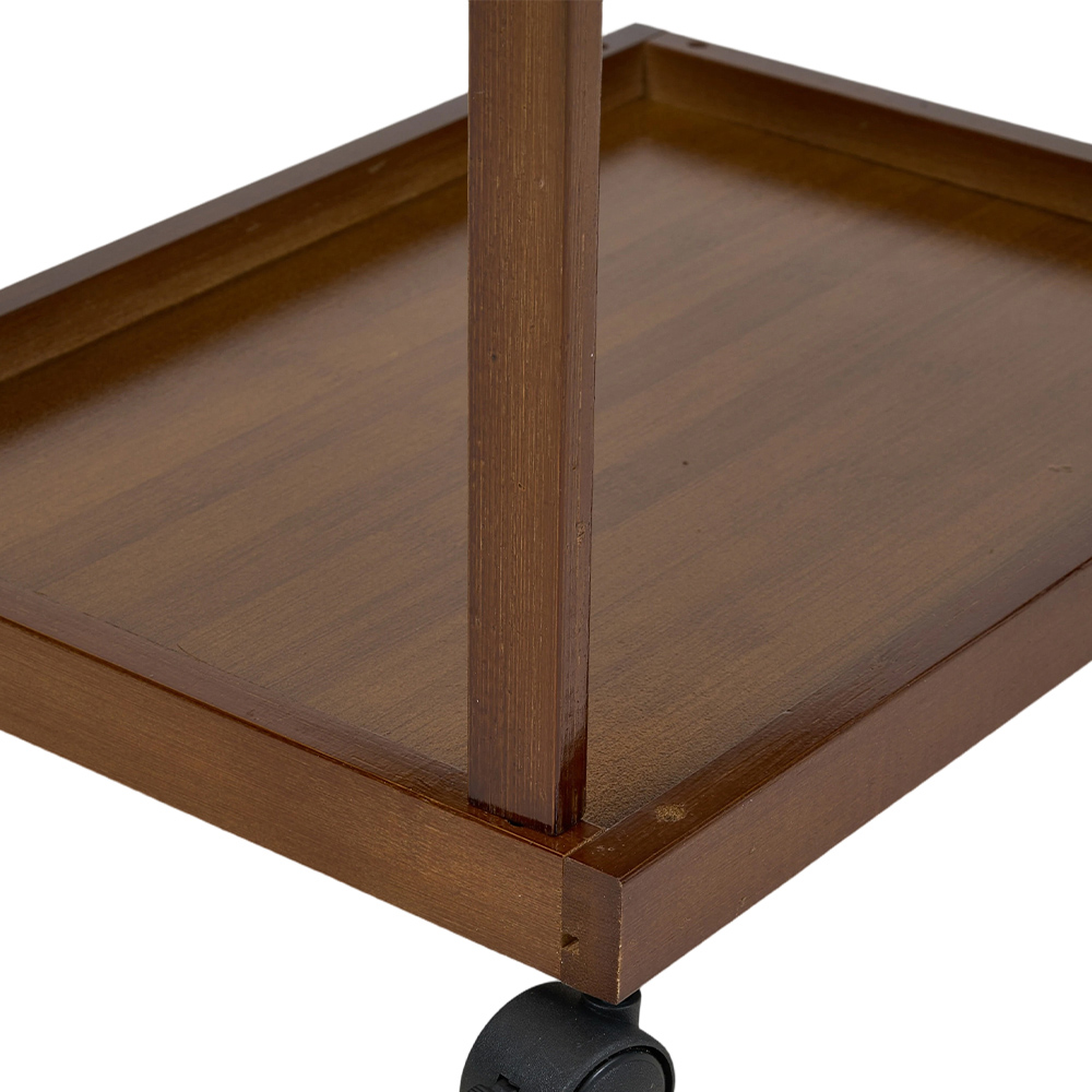 Living and Home 3-Tier Brown Bamboo Faux Rattan Top Side Table with Lockable Castors Image 5