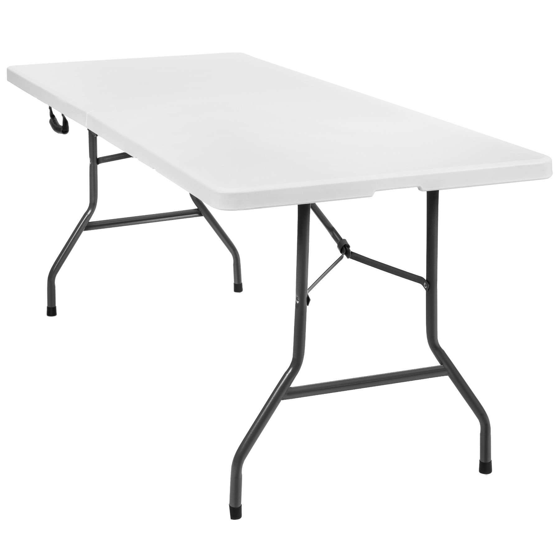 tectake White Foldable Camping Table with Carry Handle Image 1