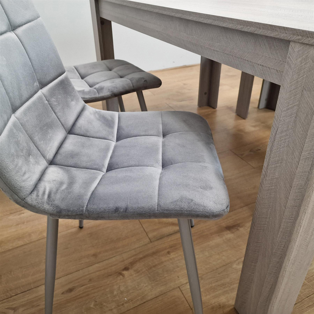 Portland 4 Seater Square Velvet Dining Table Set Arrow Grey and Grey Image 2