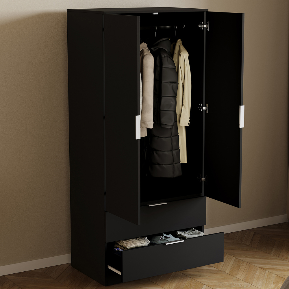 VIDA DESIGNS Trega 2 Drawer 2 Door Black Wardrobe Image 4