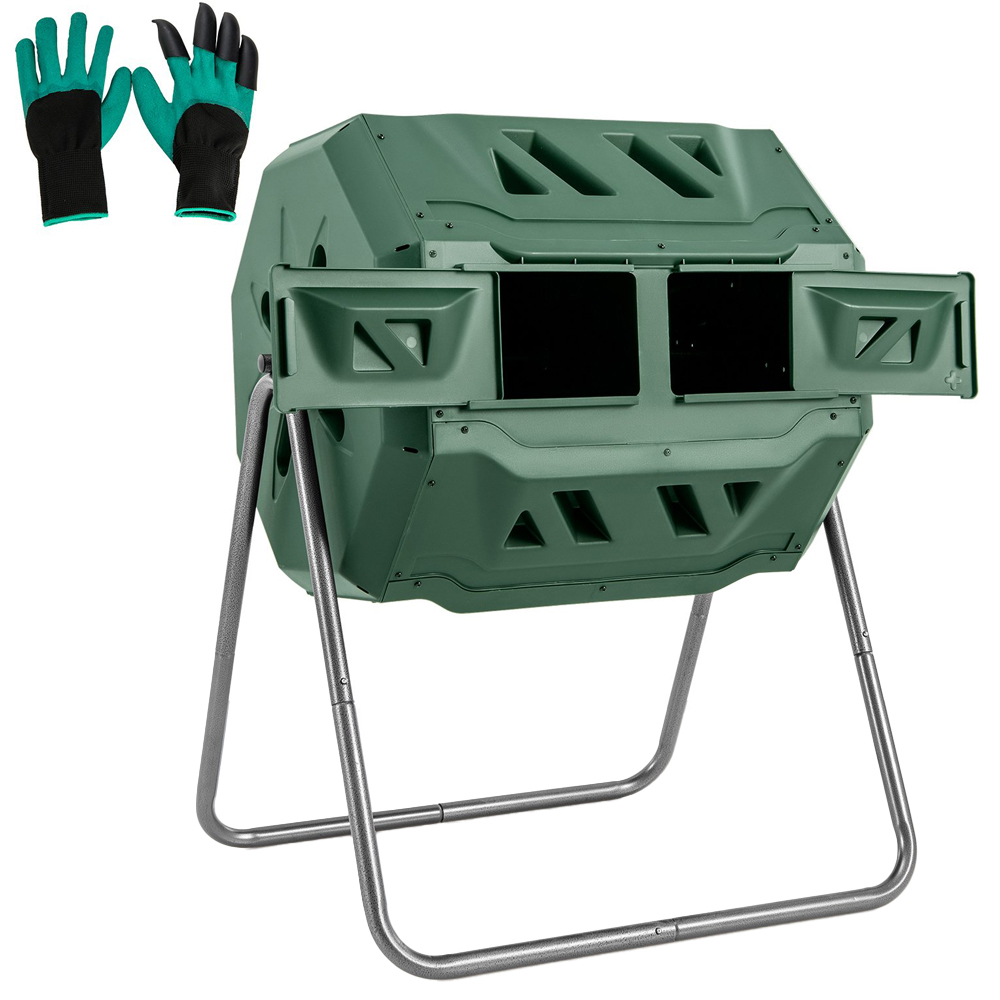 Costway Green Dual Chamber Tumbler Compost Bin 160L Image 1