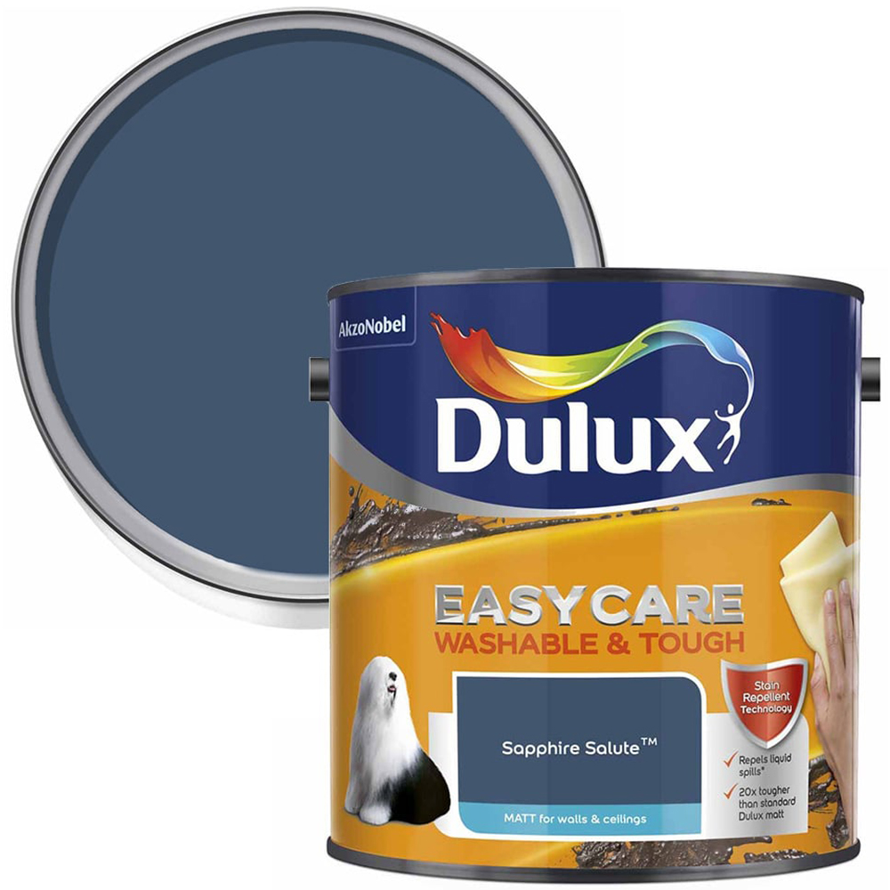 Dulux Easycare Washable & Tough Sapphire Salute Matt Emulsion Paint 2.5L Image 1