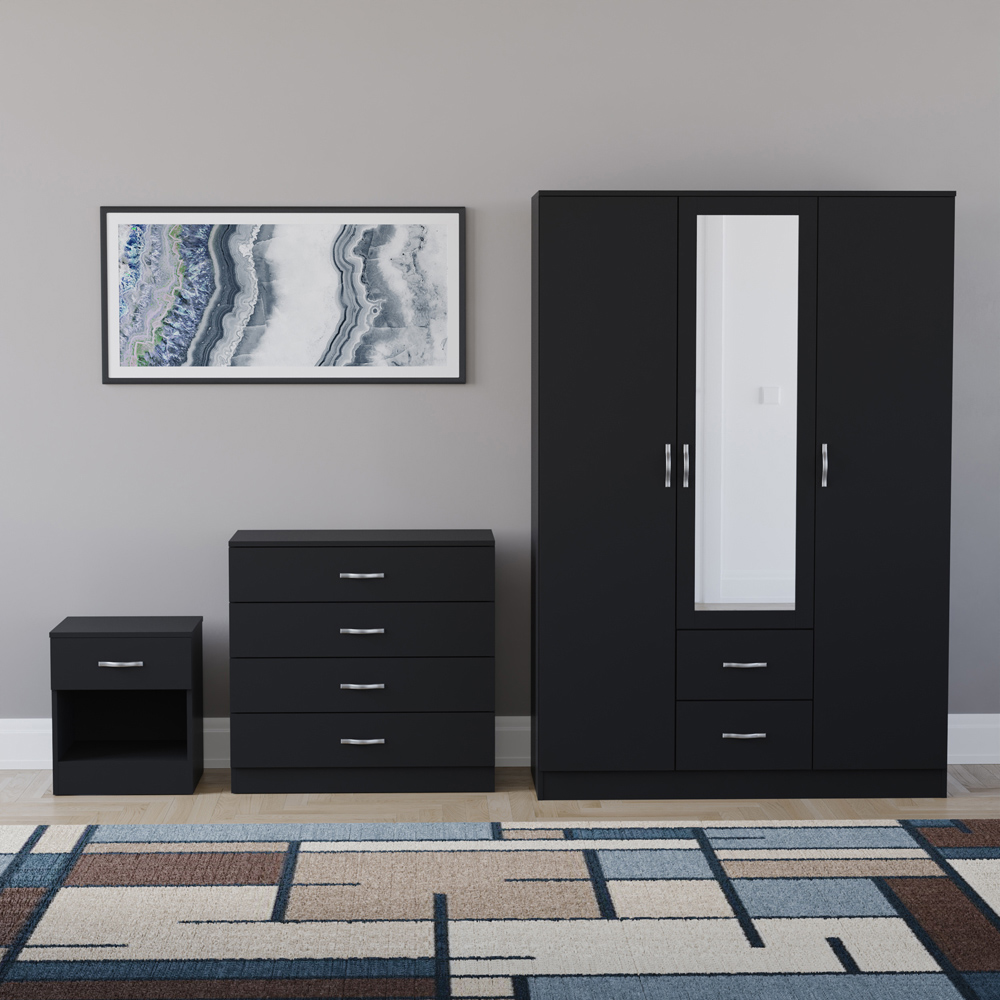 VIDA DESIGNS Riano Black 3 Piece Bedroom Furniture Set Image 2