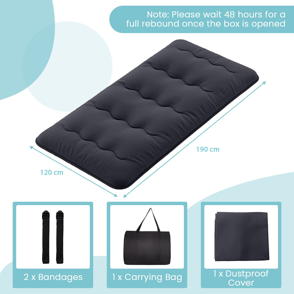 Costway Compact Double Black Japanese Futon Floor Mattress with Bag Image 9