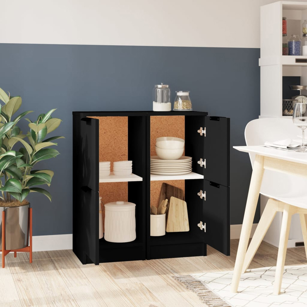 vidaXL 2 Door Black Sideboard Cabinet Set of 2 Image 8