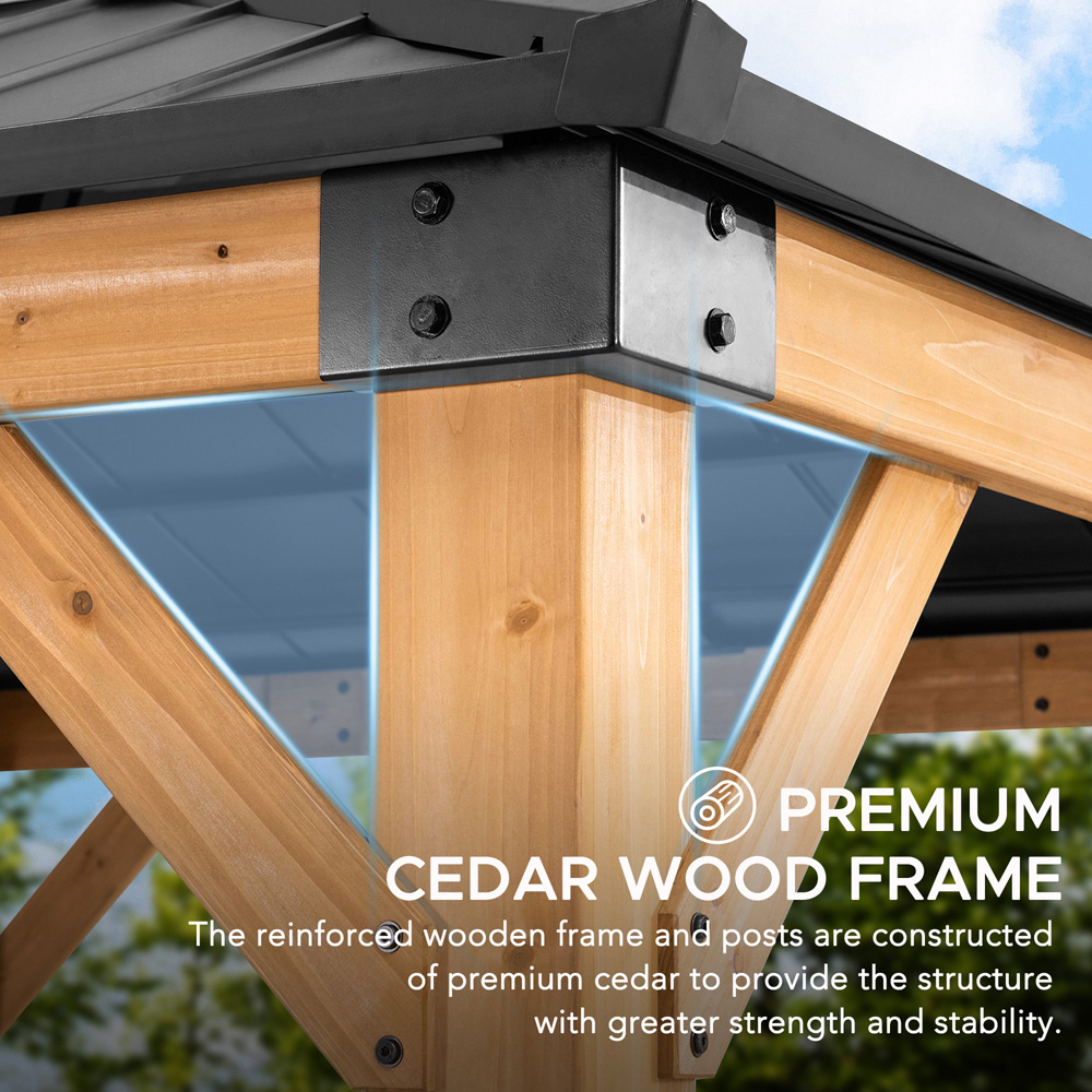 Sunjoy Rapi 2.73 x 2.73m Anthracite Cedar Wood Gazebo Image 4