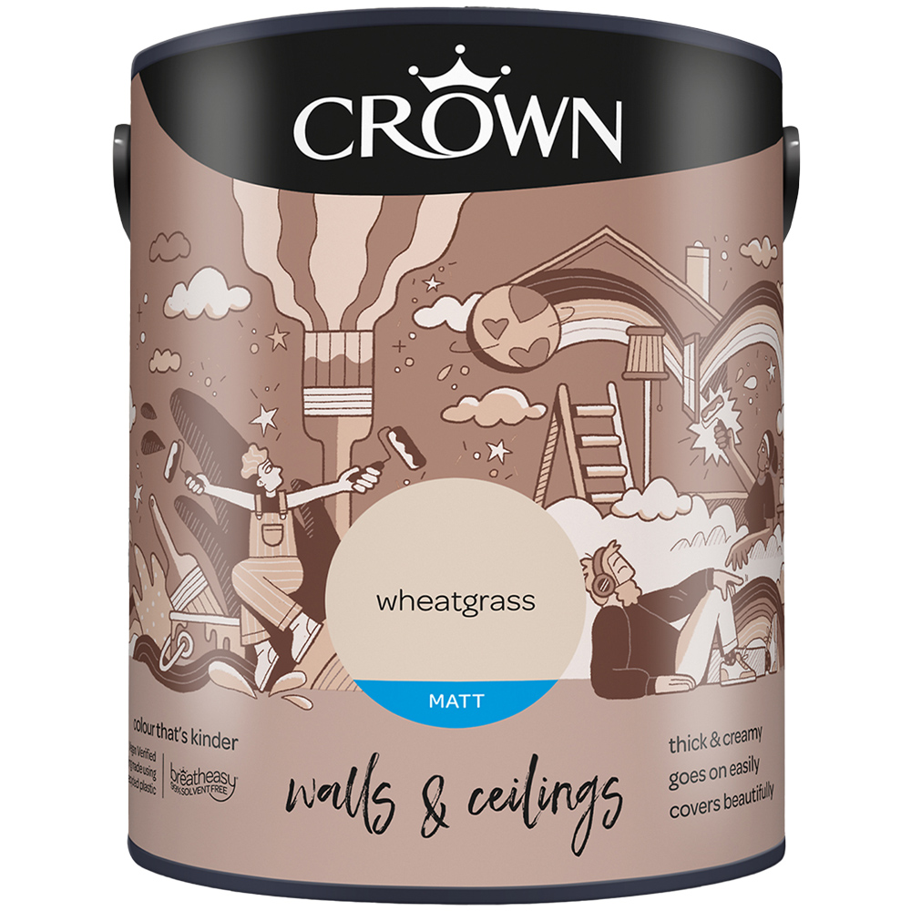 Crown Breatheasy Walls & Ceilings Wheatgrass Emulsion Paint 5L Image 2