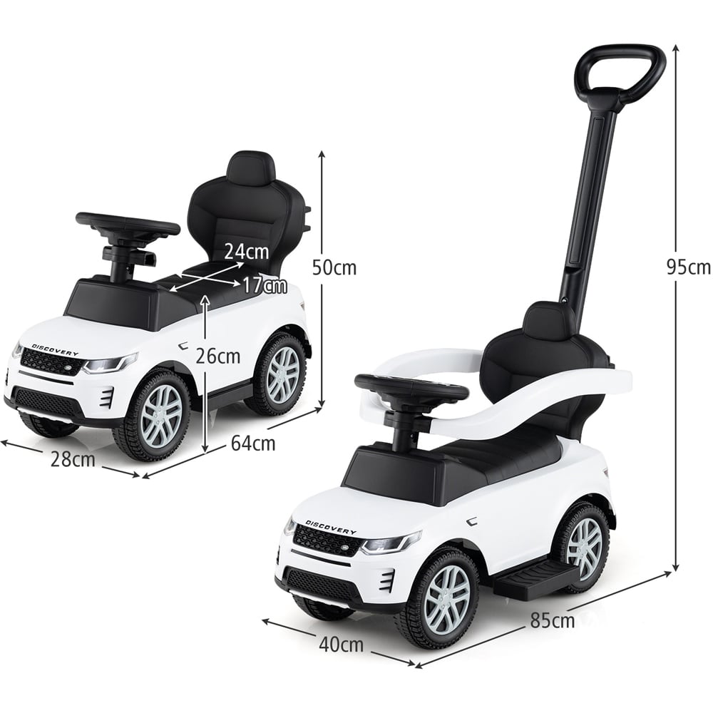 Costway 3-in-1 Toddler White Licensed Land Rover Discovery Ride On Push Car Image 8