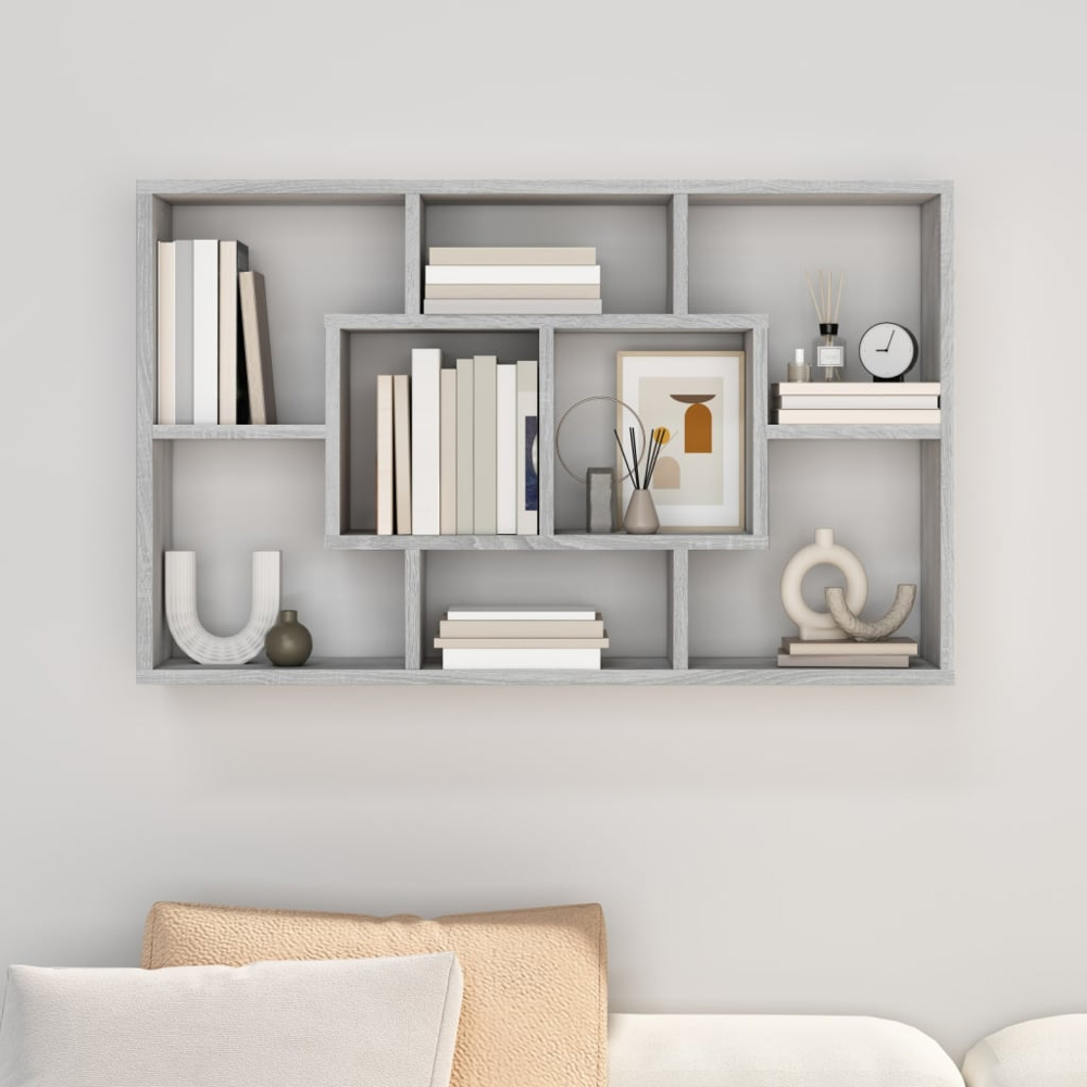 vidaXL 8 Compartment Grey Sonoma Wall Shelf Image 6