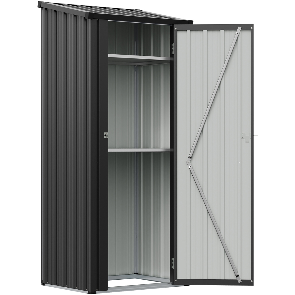 Living and Home 2.6 x 1.8ft Metal Pent Garden Tool Storage Shed Image 3