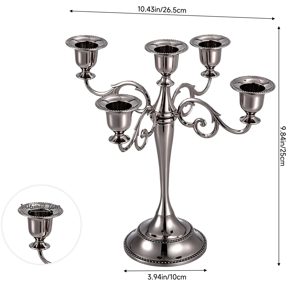 Living and Home 5-Arm Black Metal Swirl Candelabra Image 8