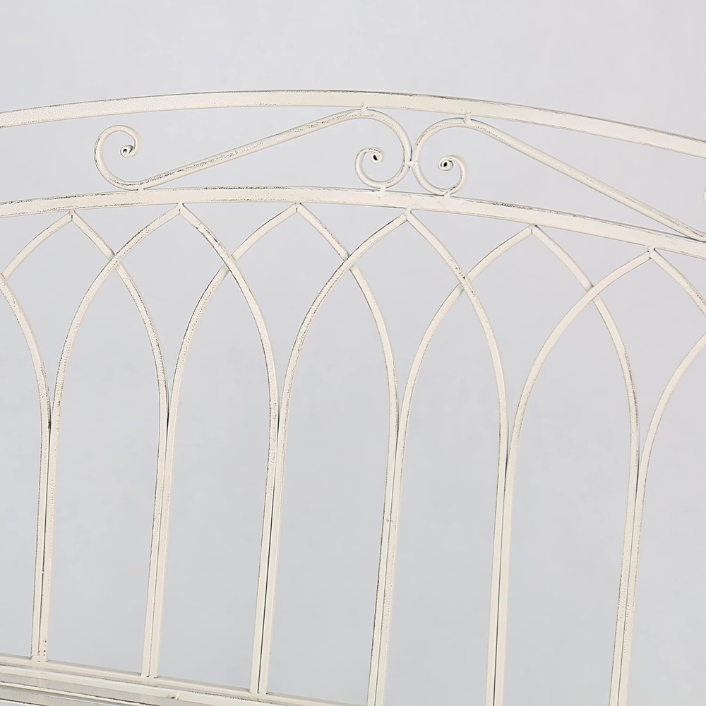 Glamhaus Varesa Antique White Garden Bench Image 8