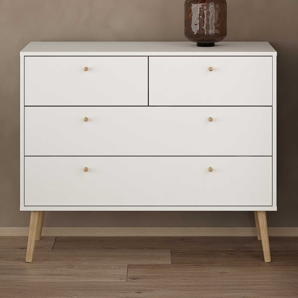 Florence Cumbria 4 Drawer White Chest of Drawers Image 1