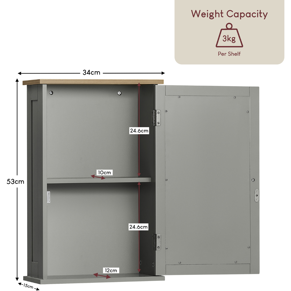 BATH VIDA Priano Grey Single Door Mirror Bathroom Cabinet Image 9