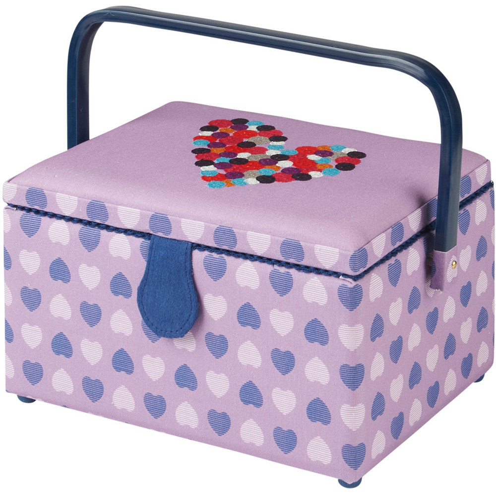 Sewing Online Purple Button Heart Medium Sewing Basket with Carry Handle Image 3