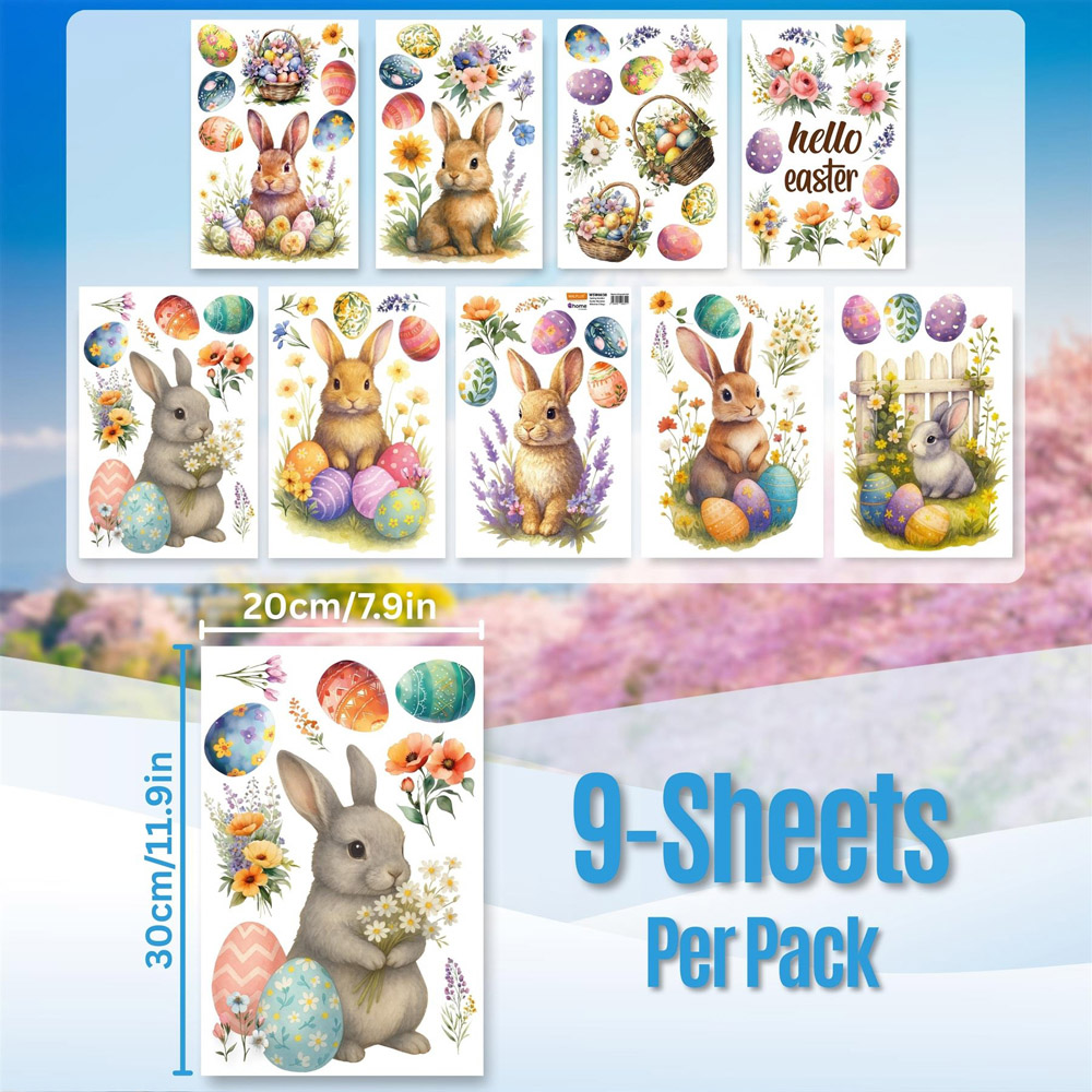 Walplus Easter Bunny Garden Window Cling Sticker Set 72 Piece Image 9