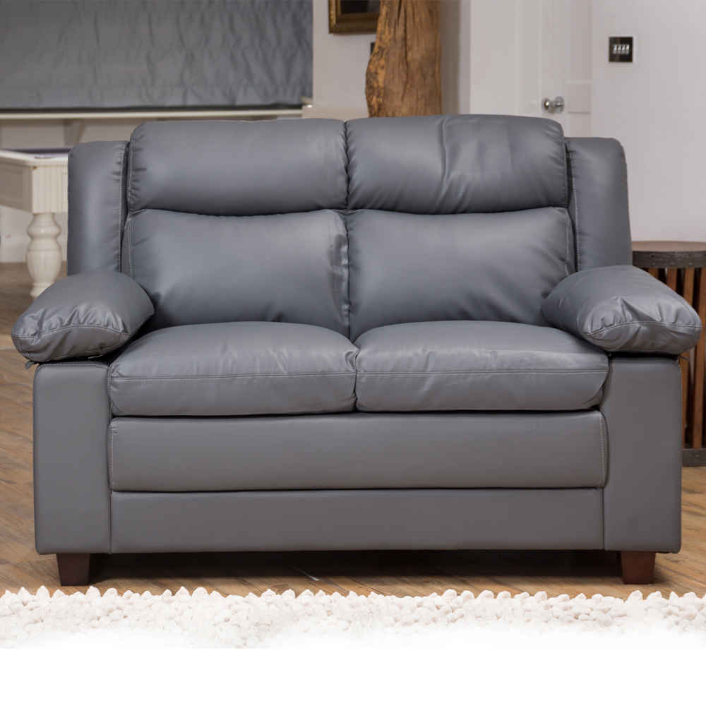 Standish 2 Seater Grey Bonded Leather Sofa Image 1