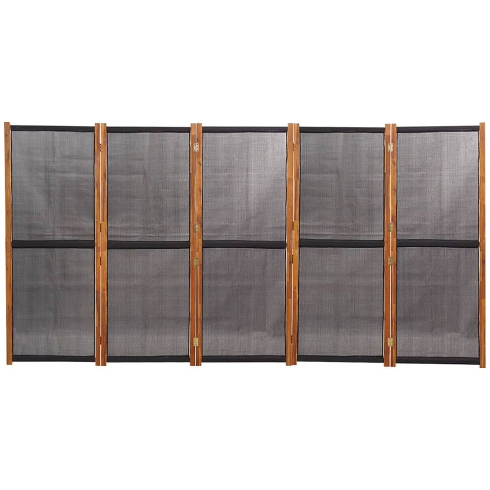 vidaXL Black Wooden 5 Panel Room Divider 350 x 180cm Image 3