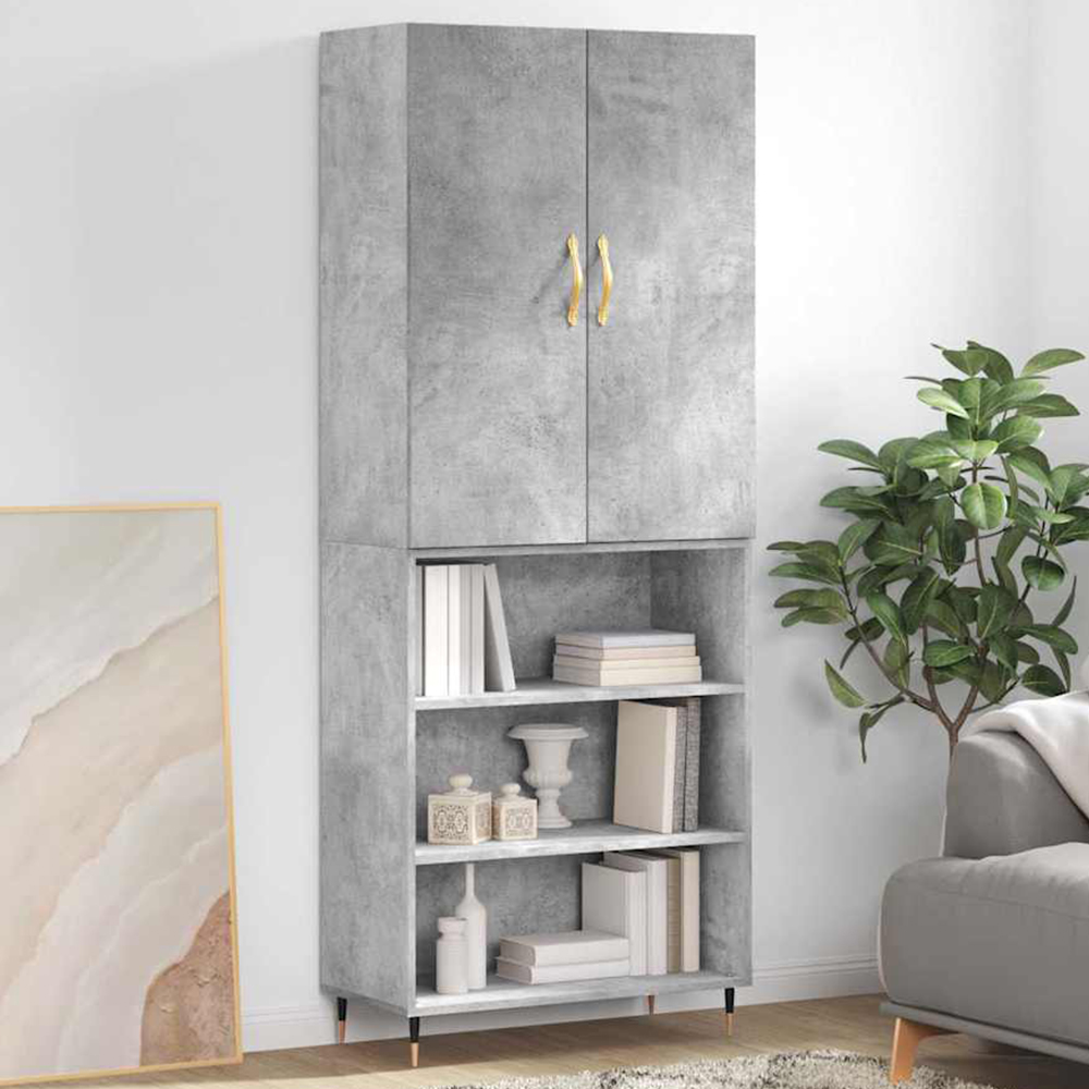 vidaXL 2 Door 3 Shelf Concrete Grey Highboard Image 1
