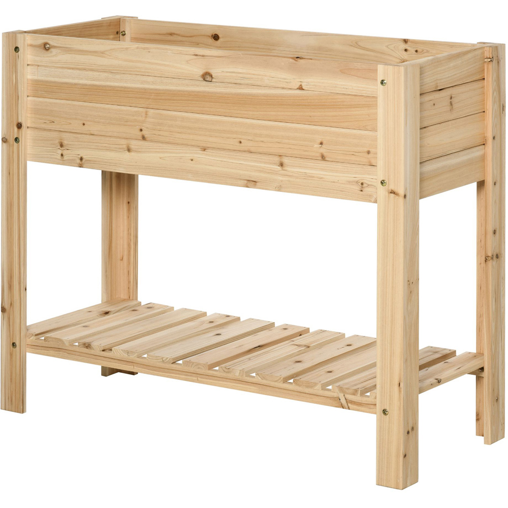Outsunny Wooden Raised Planter Bed with Shelf 84 x 40 x 100cm Image 1