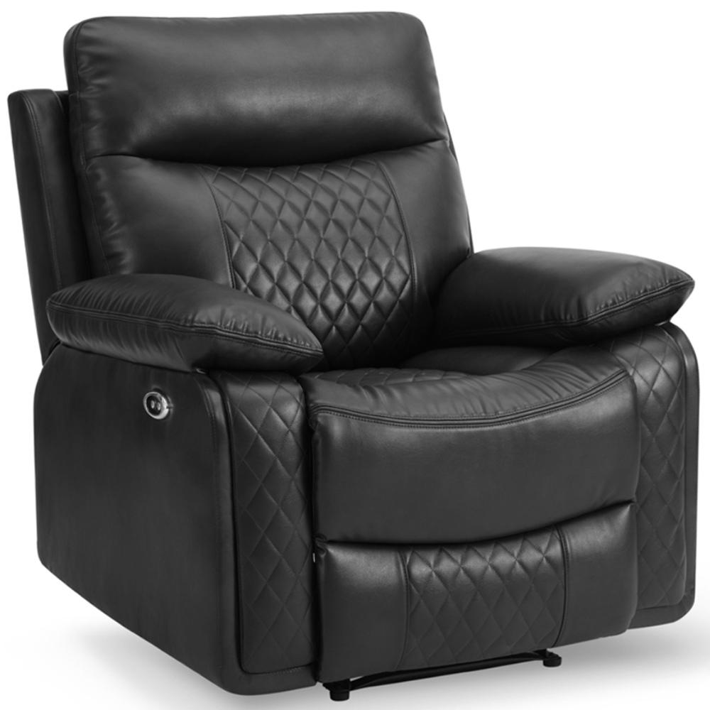 Home Detail Carson Single Seater Black Faux Leather Electric Recliner Sofa Image 2