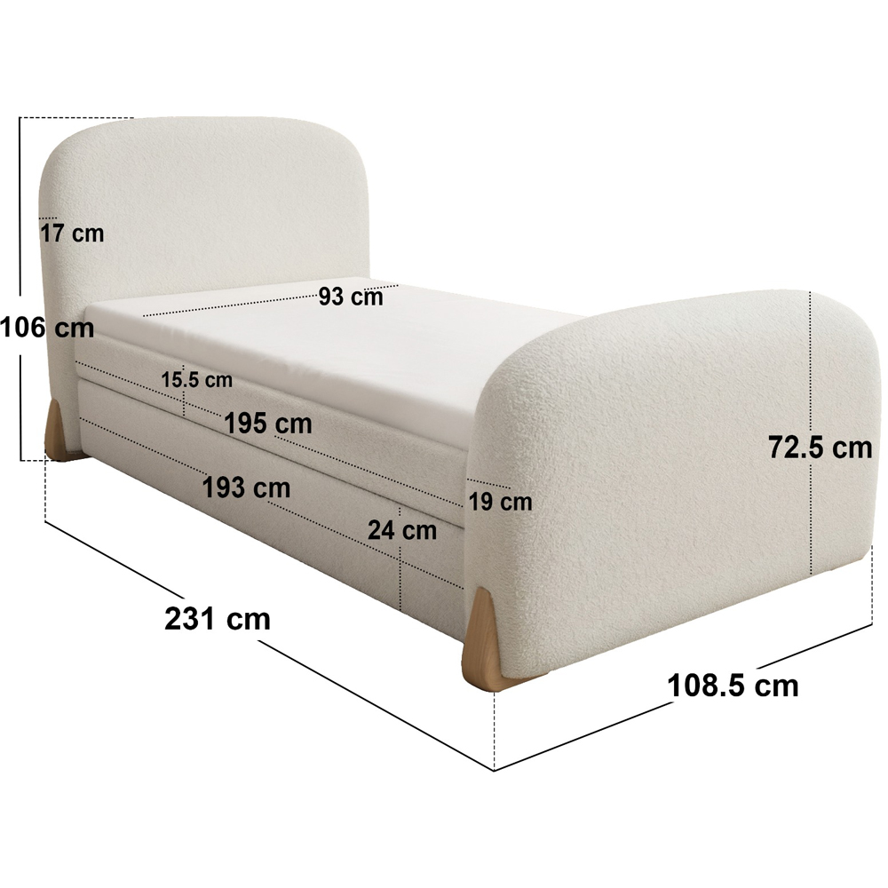 Flair Ines Single Cream Day Bed with Trundle Image 7