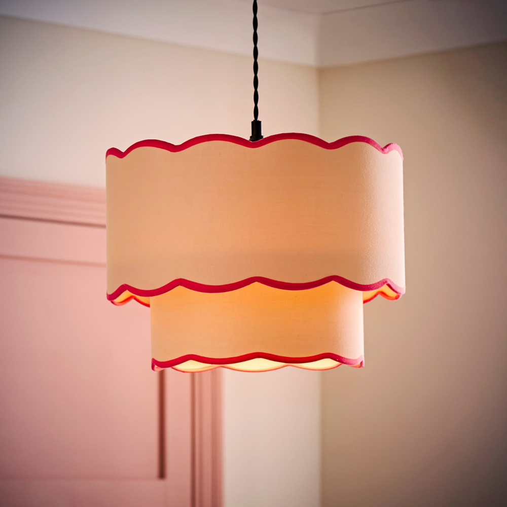 ValueLights Sloane 2 Tier Pink Colour Clash Scalloped Shade Image 6