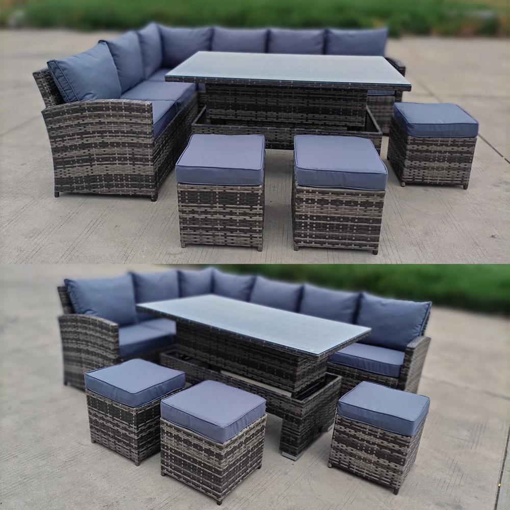 Furniture One 9 Seater Rattan Garden Corner Lounge Set with Rising Table Image 3