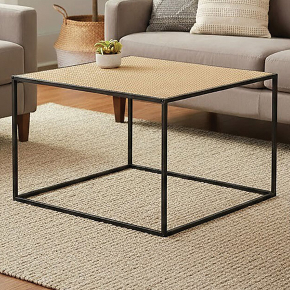 Premier Housewares Natural Rattan Top Coffee Table Image 1