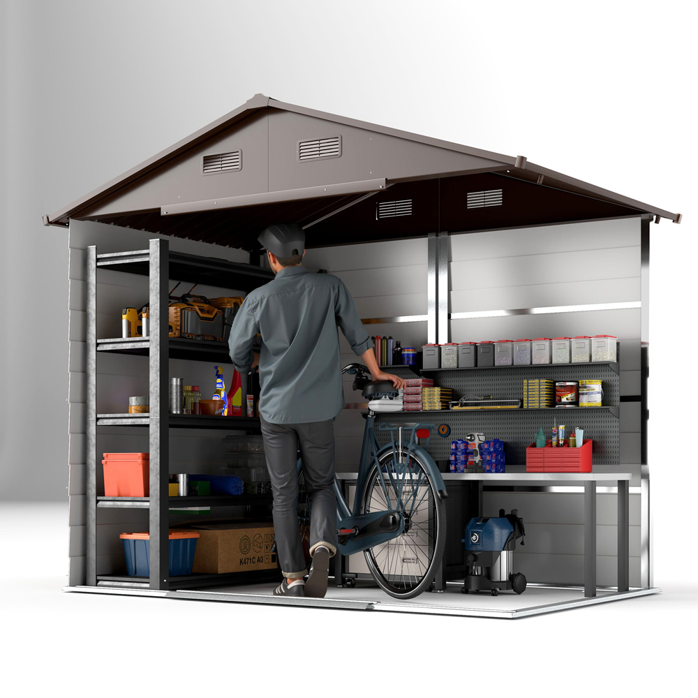 Outsunny 7.3 x 6ft Wood Effect Garden Storage Shed with Sliding Door Image 3