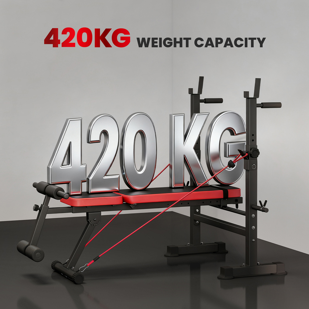 SPORTNOW Multi Function Adjustable Weight Bench with Rack and Dip Stand Image 5