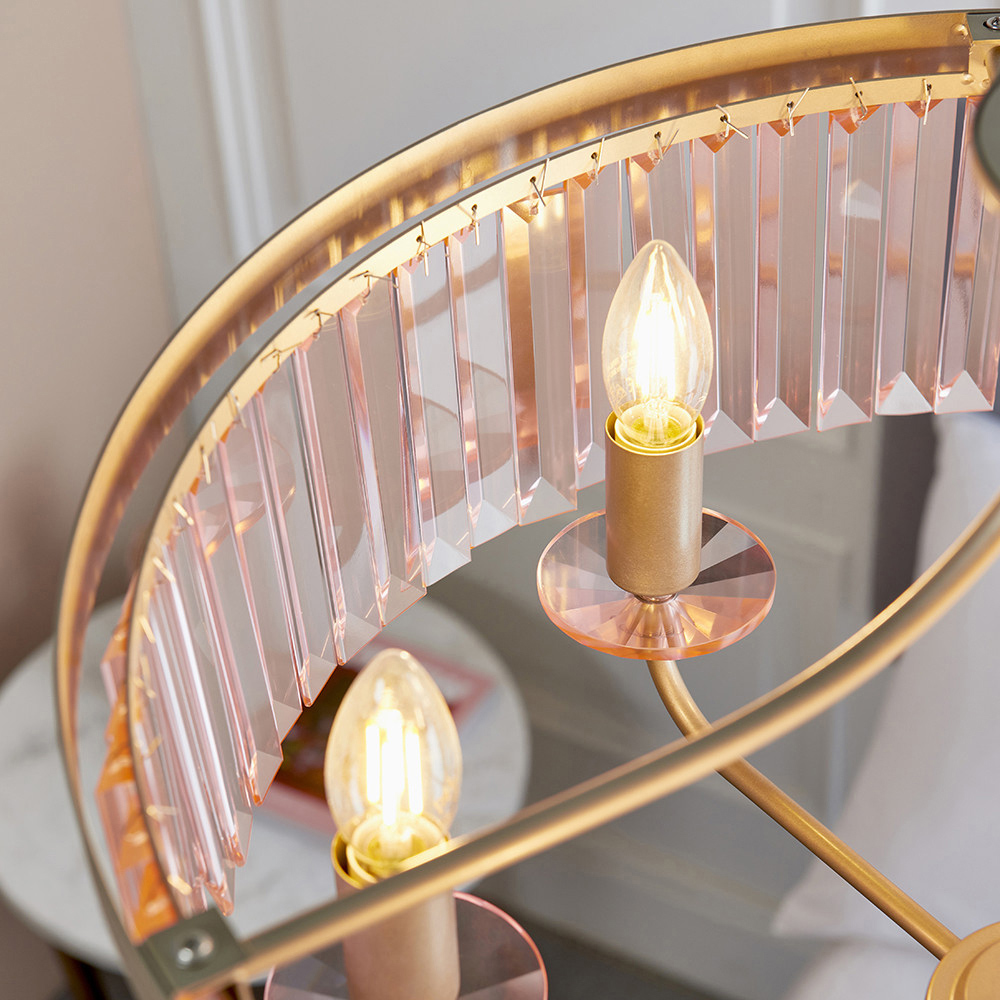 Merano Ascoli Champagne and Rose Pink Glass 6 Light Pendant Ceiling Light Image 3