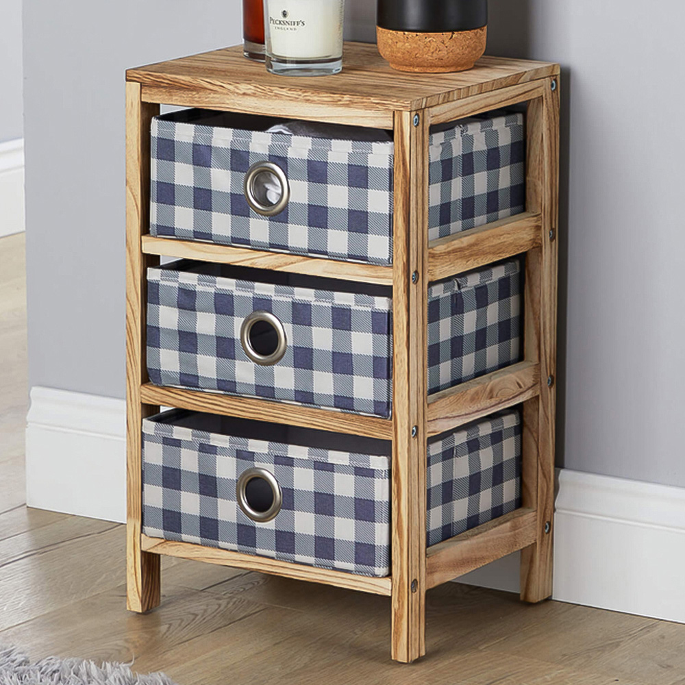 Home Source Weybourne 3 Drawer Fabric Storage Unit Image 1