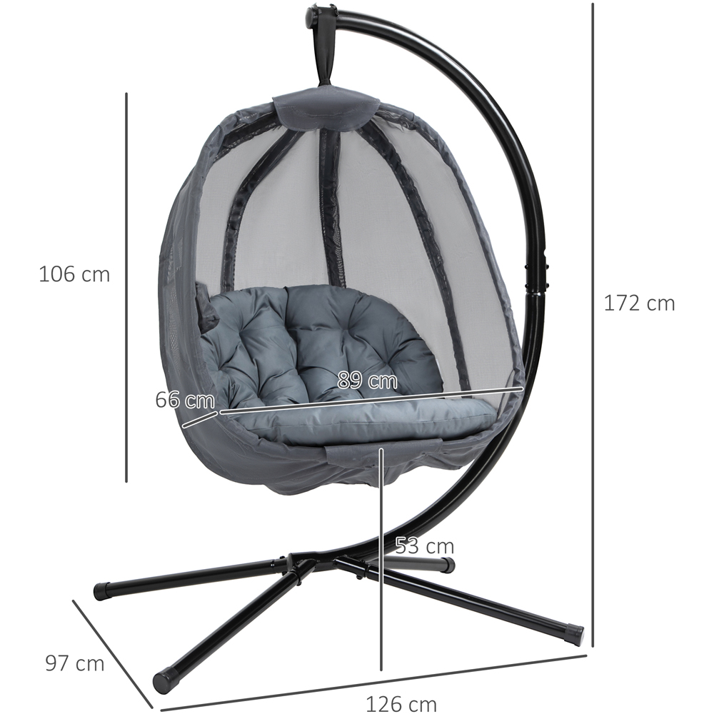 Outsunny Grey Hanging Egg Chair with Cushions Image 8
